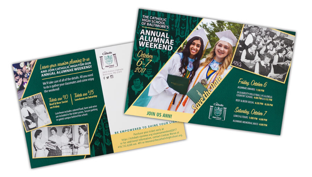 The Catholic High School of Baltimore Annual Alumnae Weekend Mailer